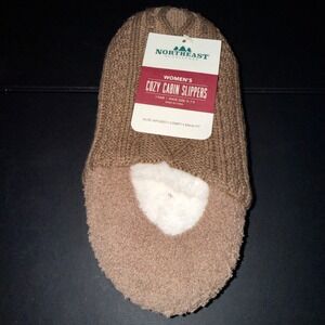 Northeast Outfitters Cozy Cabin Slippers Womens 5-7.5 Taupe NEW Cable Knit Warm